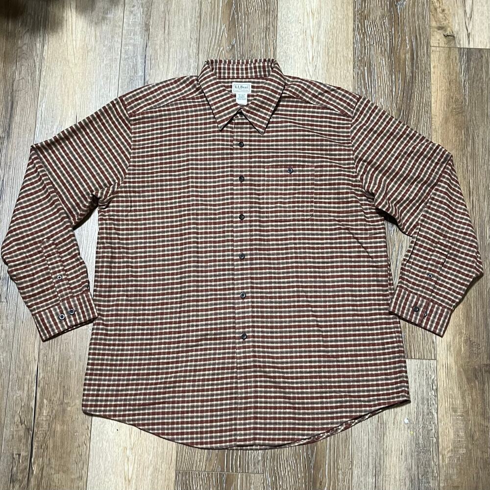 VTG LL BEAN Men’s Heavyweight Flannel Button Plaid Shirt XL Traditional Fit NWOT